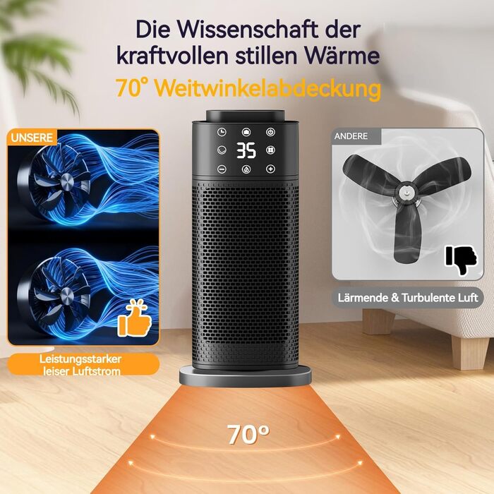 Керамічний вентилятор-обігрівач з ефектом полум&39я та зволожувачем повітря, електричний обігрівач потужністю 2000 Вт, енергозберігаючий та тихий, потужний електричний обігрівач для офісу та спальні, ідеально підходить для обігрівача кімнати