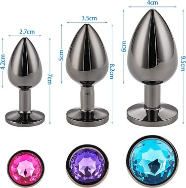 Набір з 3 металевих анальних плагів AllesCosy, для чоловіків і жінок