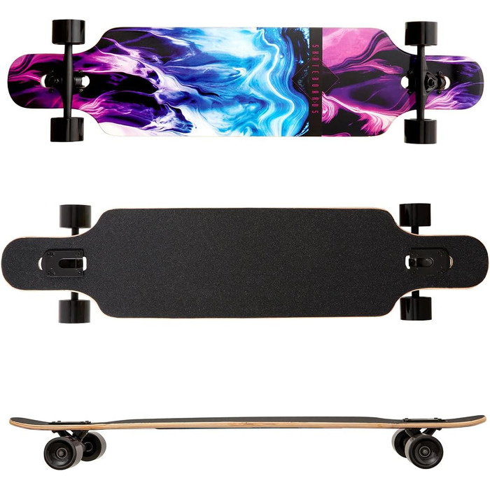 Лонгборд Blue Purple Girl 40" 8-шаровий кленовий скейтборд синій фіолетовий повний комплект з T-tool PU колеса лонгборди для дівчат дорослих юних початківців drop-through cruiser фрірайд дівчачий дизайн оригінал 2025