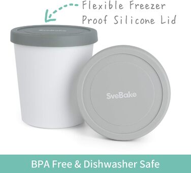 Контейнери для морозива 1 л - набір з 2 предметів, формочки для льоду з силіконовими кришками, контейнери для домашнього морозива 2 шт.-1 л