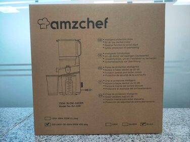 Автоматична універсальна соковижималка AMZCHEF, соковижималка для овочів та фруктів 135 мм та 1,8 л, переможець тесту повільної соковижималки потужністю 250 Вт з потрійним фільтром - чорний