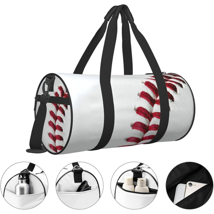 Спортивна сумка-мішок для подорожей та спорту, з принтом Шнурівка бейсбольного м'яча, чорна, універсальний розмір, дорожня сумка