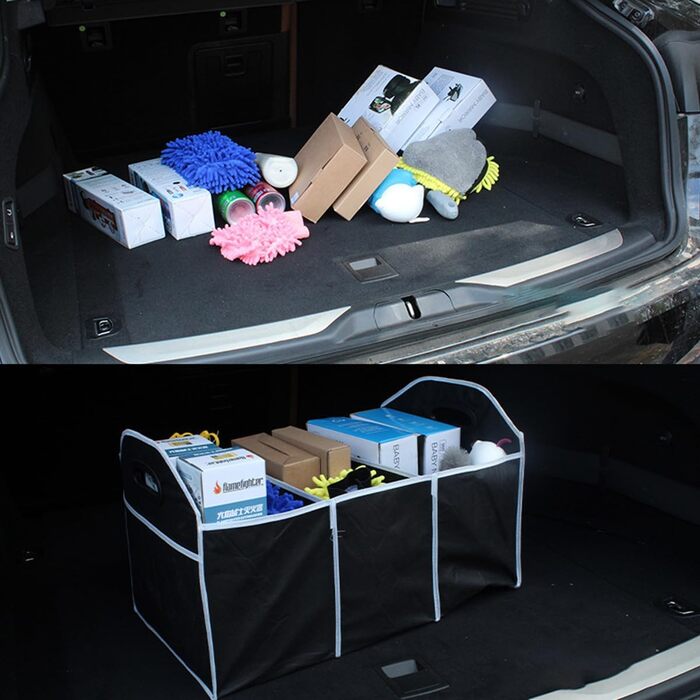 Органайзер для багажника, універсальна складана сумка для зберігання, автомобільний вантажний органайзер з 3 відділеннями, портативне рішення для зберігання речей в авто для позашляховиків, пікапів, фургонів, седанів, аксесуари для автомобілів