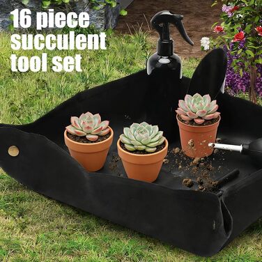 Набір інструментів для бонсай, 17 предметів, з килимком для пересадки рослин 50х50 см. Комплект інструментів для сукулентів та догляду за садом для бонсай, пересадки та догляду за рослинами.