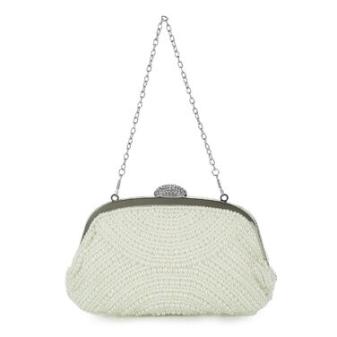 Елегантне клатч-вестикування Kunstperlen для жінок, вечірня сумочка для нареченої з ланцюжком на плече для весілля, випускного та вечірки, бежевий колір