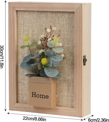 Ключниця з 6 гачками, Декоративна настінна ключниця, Ключниця з металевим замком, Ключниця з декором у вигляді букета штучних квіт