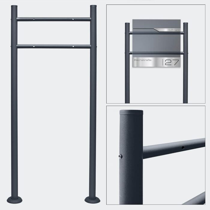 Окремостояча підставка для поштової скриньки Metzler з надійною основою та універсальним розміщенням, антрацит, стійка до атмосферних впливів, нержавіюча, сумісна з багатьма моделями, ідеально підходить для палісадників та відкритих майданчиків, антрацит,