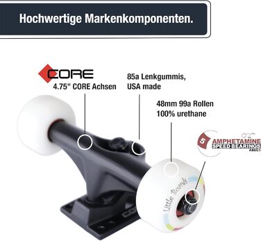 Скейтборд для дітей віком від 3 років - Повноцінна дошка для початківців 3-11 років, високоякісний дитячий скейтборд з 7-шарового клена, кулькові підшипники ABEC 5, нековзна стрічка для захоплення 3-5 років Rocket