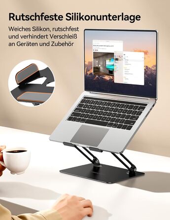 Стійка для ноутбука TECKNET, складана, ергономічна, металева підставка для ноутбука, сумісна з моделями 10-17,3 дюймів, чорна