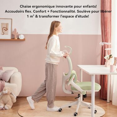 Дитяче письмове крісло MUSSO T30, ергономічне поворотне крісло з 3D-підтримкою поперекового відділу хребта/глибиною сидіння, 2D-підлокітниками/підголівником/поворотом 45, регулюванням висоти, сітчастим чохлом, підходить для школи, дитячої кімнати та викор