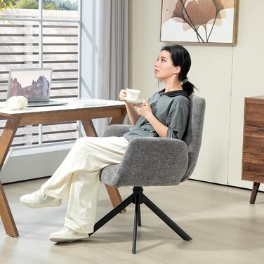 Крісло HOMCOM для вітальні, крісло для відпочинку зі сталевими ніжками, крісло для читання з лляним виглядом, м&39яке крісло для спальні темно-сірого кольору