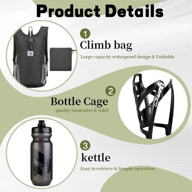 Велосипедний рюкзак-тримач, 15 л / 610 мл пляшка, Надлегкий, Текстиль, Чорний