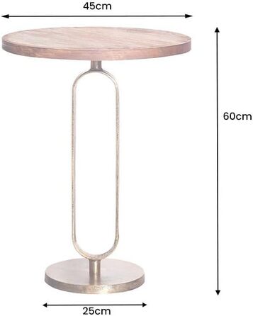 Бароковий журнальний/приставний столик, круглий, із золота, латуні та дерева манго, античний вигляд, стиль бароко, репродукція, висота 60 см