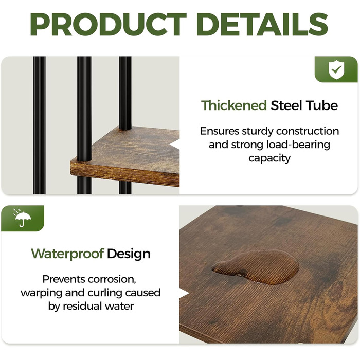 Підставка для квітів Bamworld з підсвічуванням для рослин, 7-рівнева кутова полиця для рослин з дерева та металу, міцний тримач для кімнатних рослин для вітальні, балкона, спальні, прикраса полиці для рослин, 7 рівнів