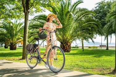 Велосипед Licorne Bike Stella Plus Premium City з алюмінієвими колесами 26 та 28 дюймів для дівчаток, хлопчиків, чоловіків та жінок - 21 швидкість - відповідає голландському стандарту StVZO, золотий колір, 28 дюймів