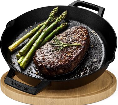 Чавунна сковорода KAISERTAL в комплекті з книгою рецептів - 30-сантиметрова чавунна сковорода преміум-класу. Чавунна сковорода під