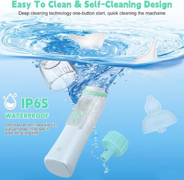 Назальний аспіратор дитячий електричний, акумуляторний назальний очищувач з 5 рівнями всмоктування та 3 силіконовими насадками, во