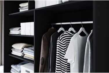 Шафа-купе з розсувними дверима чорного кольору 180x215x58 см з дзеркалом - Меблі для спальні, Місця для зберігання - Універсальна шафа, 3