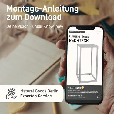Підставка для квітів Natural Goods Berlin Металева підставка для квітів Чорна 50 см - Квадратна декоративна підставка для рослин - Стійка до погодних умов, стабільна та проста в догляді вулична підставка для квітів - Ідеально підходить як підставка для кв