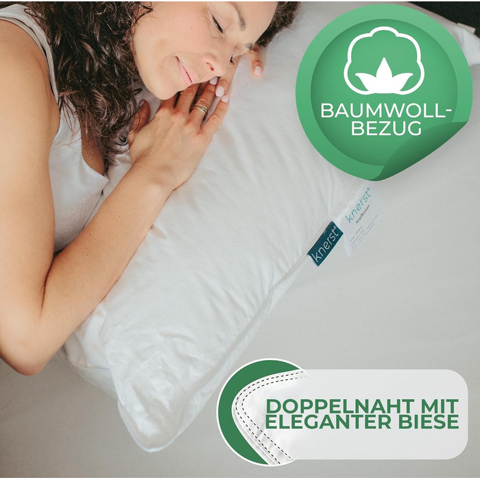 Подушка Пір'яна подушка Зроблено в Німеччині - Подушка з 100 пір'яним наповнювачем - Пір'яна подушка з бавовняним чохлом - Сертифі