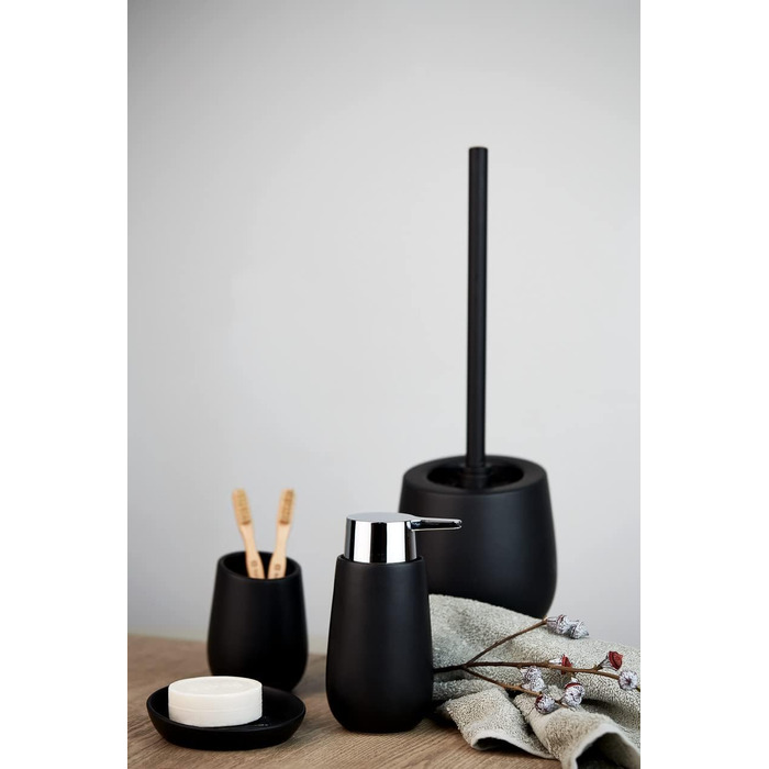 Мильниця WENKO Mod. Badi Black, високоякісна кераміка з матовою поверхнею, мильниця простої, однотонної форми чорна 3 x 11,5 x 11,