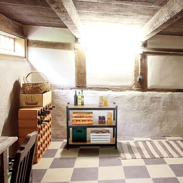 Надміцний стелаж Relaxdays, 5 ярусів, металевий стелаж для зберігання, чорний Розміри 180x100x50 см, вантажопідйомність 1250 кг, для підвалу, гаража