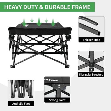 Розкладне похідне ліжко Naturehike з подушкою, кемпінгове ліжко 190 x 70 x 48 см, включає стьобаний шар товщиною 3 см, вантажопідйомність дорожнього ліжка до 150 кг, портативне крісло-шезлонг