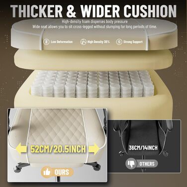 Ігрове крісло Huracan з функцією масажу, ігрове крісло, регульоване та поворотне робоче крісло, ергономічне комп&39ютерне крісло з підставкою для ніг, ігрове крісло зі штучної шкіри, бежевий колір, штучна шкіра, білий колір