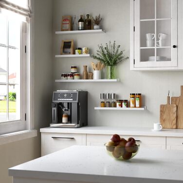 Настінна полиця RICHER HOUSE Біла, Комплект з 2 рейок для картин, Плаваюча полиця з дерева 40 см, Настінна полиця для фоторамок та декору, Вітальня, Дитяча кімната, Спальня, Кухня, Ванна кімната Настінна біла 40 см