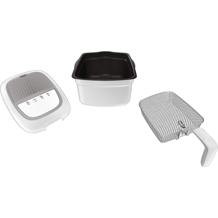 Фритюрниця Moulinex Super Uno, 2,2 л, ємність 1,5 кг, картопля фрі 1800 Вт, термостат регульований, автоматичне очищення, знімний контейнер з антипригарним покриттям, фільтр запаху, захист від бризок, білий AM312010 Ємність 2 л