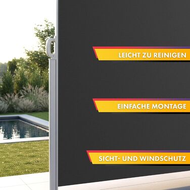 Алюмінієва бічна маркіз Floordirekt, 200x400 см, антрацит - розсувна для забезпечення приватності та захисту від сонця для балкону та тераси, поліестер 280 г/м (ПУ), захист від ультрафіолету UPF50, з кріпленням на землі 200 x 400 см, антрацит