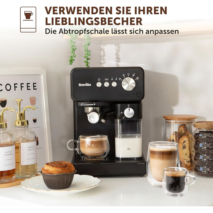 Кавомашина Breville Prima Latte One-Touch Автоматичний капучинатор Для капучино, лате та інших напоїв Італійський насос 15 бар Чорна VCF183 шт. Prima Latte One-Touch Negra