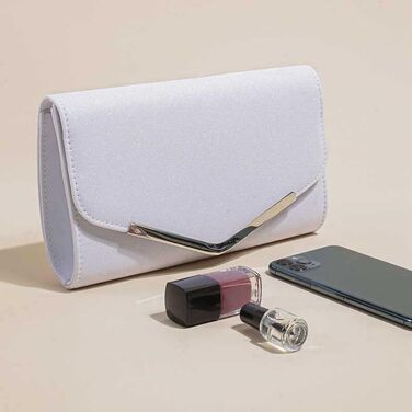 Жіноче блискуче клатч, елегантна вечірня сумочка зі знімним ланцюжком. Весільна сумочка через плече, кросбоді, для святкових заходів, банкетів, вечірок. Білий колір.