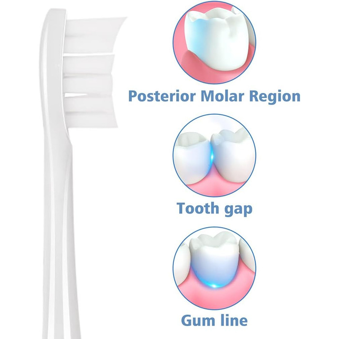 Насадок для щітки підходять для зубної щітки Wondersmile, змінні щітки Щітки для насадок підходять для Wondersmile (білі), 6 шт.