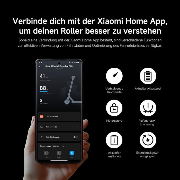 Або 5 Max з допуском до експлуатації в Німеччині (макс. 20 км/год, запас ходу до 70 км та нахил 25, пневматичні шини, подвійні гальма, дисплей, застосунок). 5 Elite Max запас ходу 45 км, 4 Lite, 4 Pro Plus, 4 Ultra, 5 Elite, 5, 5 Pro