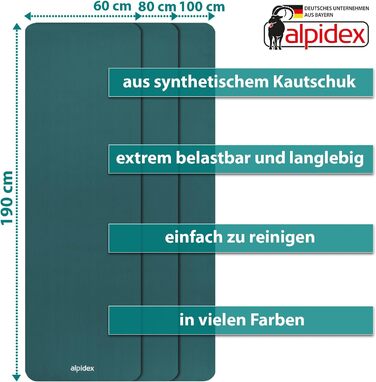 Килимок для йоги ALPIDEX Дуже товстий гімнастичний килимок 1,5 см 3 розміри Нековзний фітнес-килимок без фталатів Перенесення ременя Гімнастика Пілатес Спорт Фізіо HiiT Тренувальний килимок для йоги Килимок для сну (бензиновий, 190 х 60 х 1,5 см)