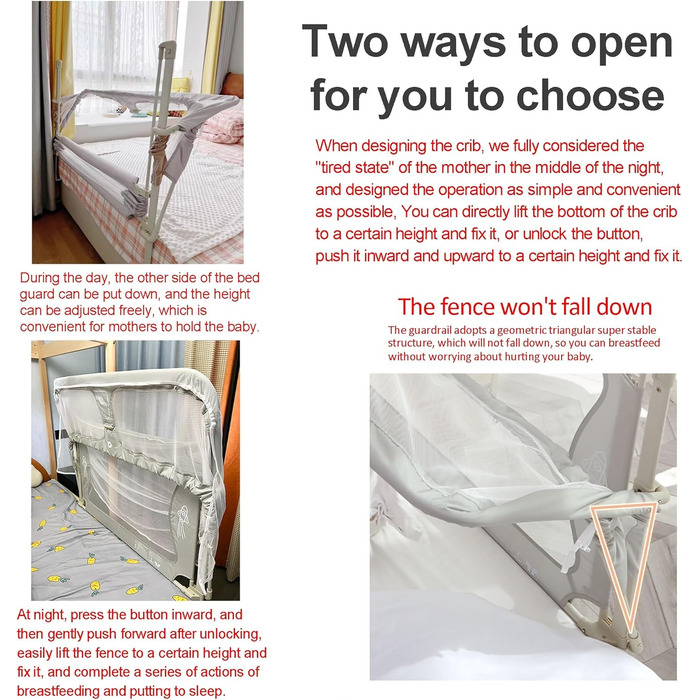 Дитяче ліжко 3-в-1, дитяча колиска, 120x50 см, дорожнє ліжечко, приліжкове ліжечко, пружинне ліжко-бокс, з москітною сіткою, відкидні ворота з ключем, дитяче ліжечко з поручнями, яке можна розмістити на ліжку, світло-зелене