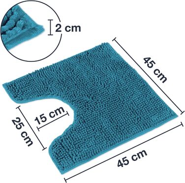 Комплект килимків для ванної WohnDirect, 2 шт. - Бензиновий, 45 x 45 см, з вирізом для унітазу - Нековзний та миється - Килимок для ванної, Килимок для ванної, Килимок для унітазу, 45 x 45 см з вирізом для унітазу (2 шт.), Бензиновий