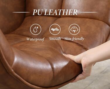 Крісло Chairus Lounge Крісло для вітальні Обертове крісло-крило з м&39якої шкіри PU Крісло-акцент з металевими ніжками Спальня (коричневий) Штучна шкіра Коричневий