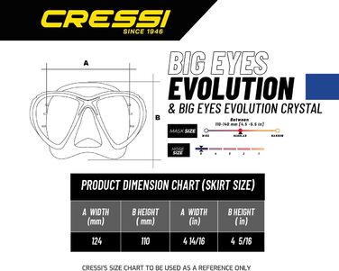 Набір для сноркелінгу Cressi Big Eyes EVO & Alpha Dry для дорослих, преміум-якість, виготовлено в Італії з 1946 року, прозорий, чорний