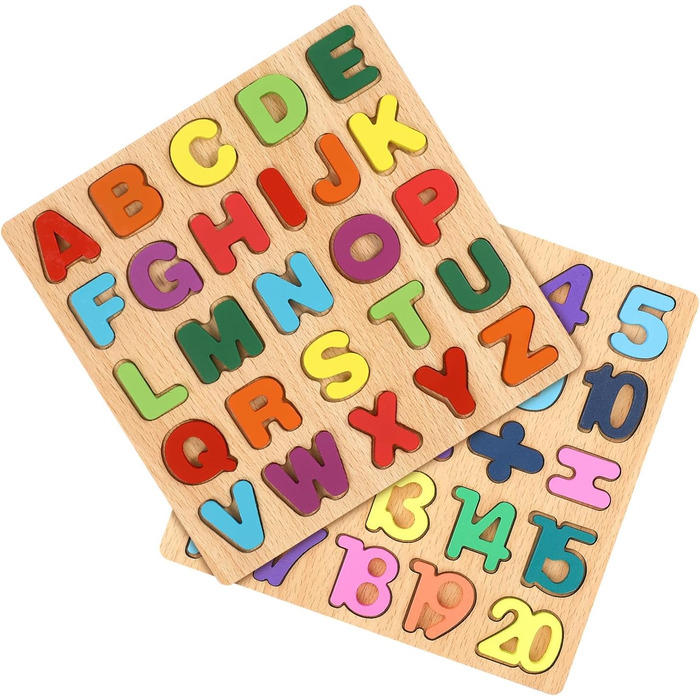 Дерев&39яні іграшки-пазли Gitua, 2 частини, барвистий алфавіт, букви ABC, цифри, дизайн, дерев&39яні блоки-пазли для малюків і діт