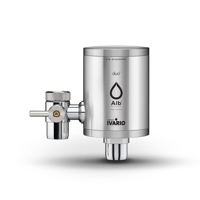 Фільтр для води IVARIO x Alb для водопровідної води, зроблено в Німеччині - невідкладний захід для кращої водопровідної води, перевірена технологія активованого вугілля Alb, фільтр для питної води з нержавіючої сталі