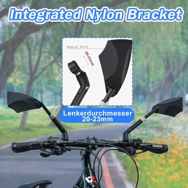 Велосипедні дзеркала, дзеркала заднього виду для велосипедів з висувною стійкою дзеркала, складні велосипедні дзеркала для керма 20-23 мм, дзеркала високої роздільної здатності для керма з поворотом на 360 (пара)