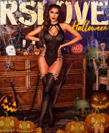 Жіночий бодістокінг RSLOVE, сітчастий, чорний, універсальний розмір