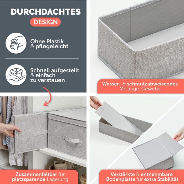 Набір органайзерів для гардеробу, 8 шт. - Різні органайзери для гардеробу для комодів HEMNES - Складані коробки для бюстгальтерів, футболок - Органайзер для гардеробу - Сортер для гардеробу, сірий, подвійний Hemnes