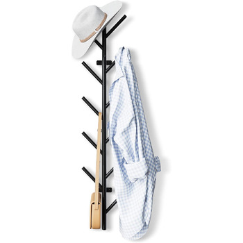 Настінна вішалка LOFTPLUS Black - 100см металева вішалка з 11 гачками, вішалка для курток, пальто, шапок, шарфів і сумок 100см чор