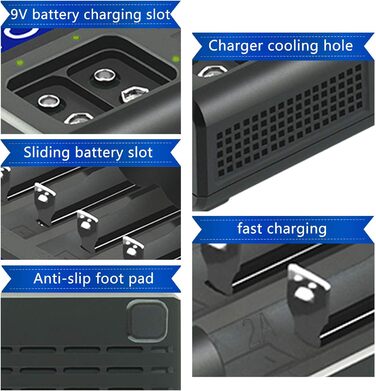 Інтелектуальний зарядний пристрій Docooler Liito Kala LII-S8, 8 слотів, автоматичний/ручний, світлодіодний, сумісний із літієвими акумуляторами 18650, 26650, 21700, 26700, AA, AAA