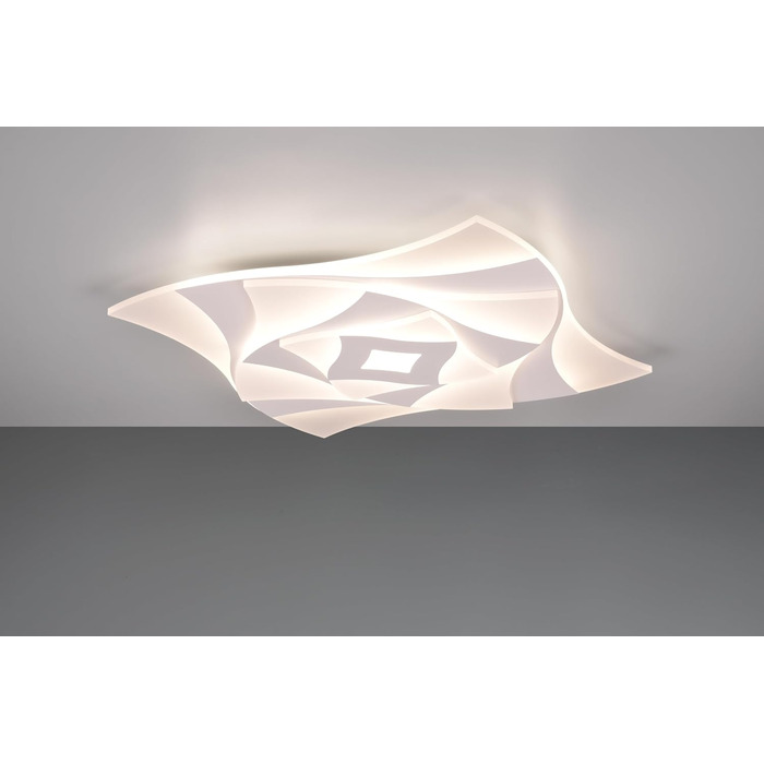 Стеля LED-світильник Trio Leuchten Akita 647110131, матовий білий метал, акрил, 56 Вт LED, з пультом, диммер, зміна кольорів