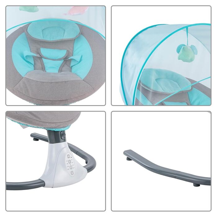 Електричні дитячі гойдалки Baby Bouncer з 4 амплітудами вібрації Функція синхронізації MP3-плеєр Дитяче крісло-гойдалка для немовлят віком від 1 до 12 місяців (синій)