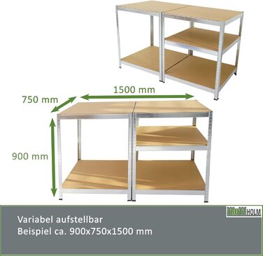 Стелаж для майстерні TRUTZHOLM, міцний стелаж, 180x75x75 см, вантажопідйомність 875 кг 5 полиць Архівний стелаж, стелаж для зберігання, стелаж для підвалу, металевий стелаж, гаражний стелаж